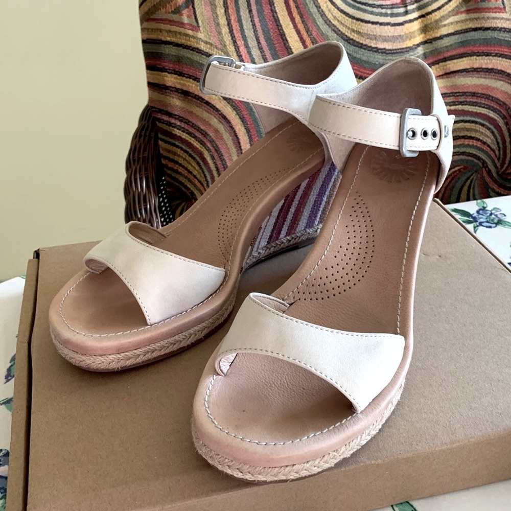 UGG Cream Wedge Sandals
